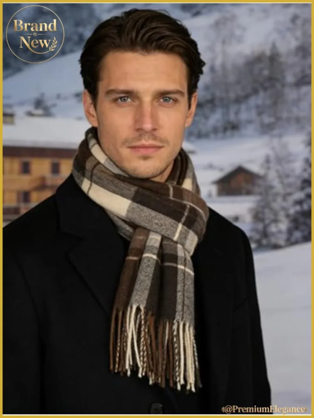 Oversized Plaid Scarf with Tassels 100% Polyester Winter Shawl Wrap